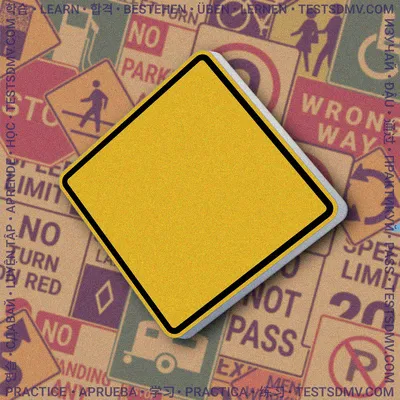 A blank, yellow, diamond-shaped sign with a black border.