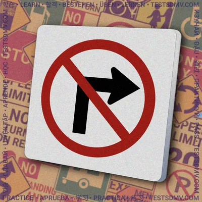 A white square sign with a black arrow pointing right, covered by a red circle with a diagonal slash through it.